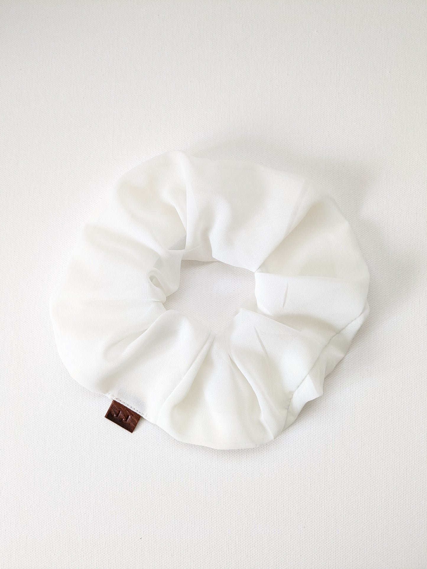 Handmade Chiffon White Elegant Scrunchie Large