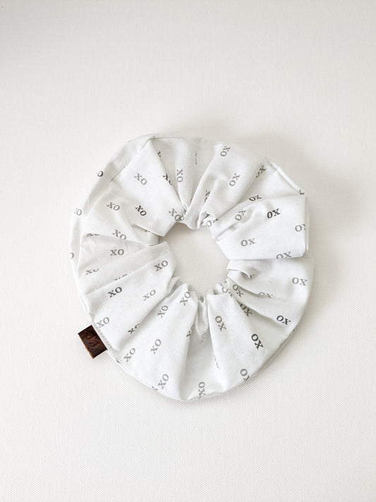 Handmade "XO" White Everyday Scrunchie Large