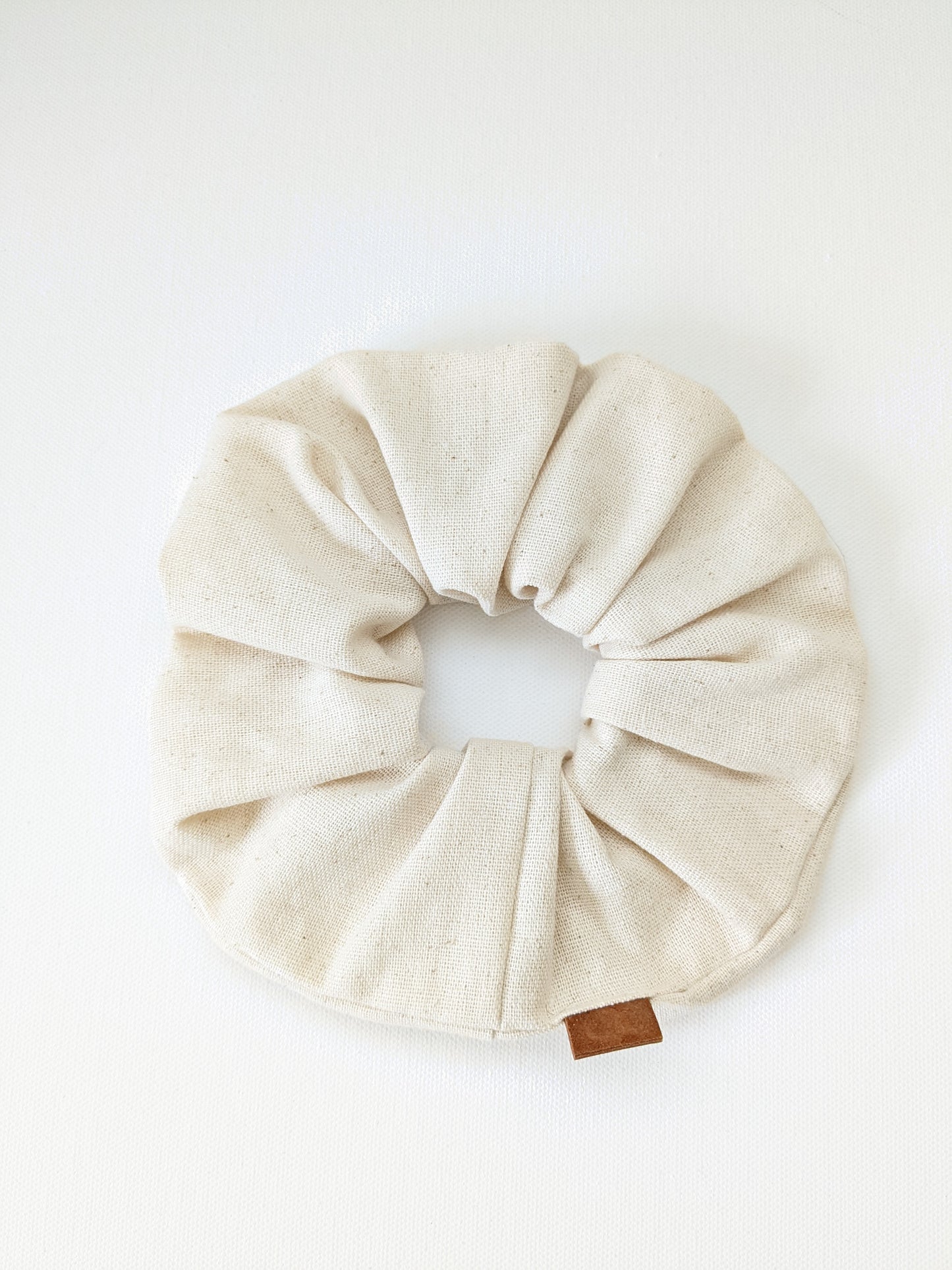 Handmade Organic Muslin Beige Everyday Scrunchie Large