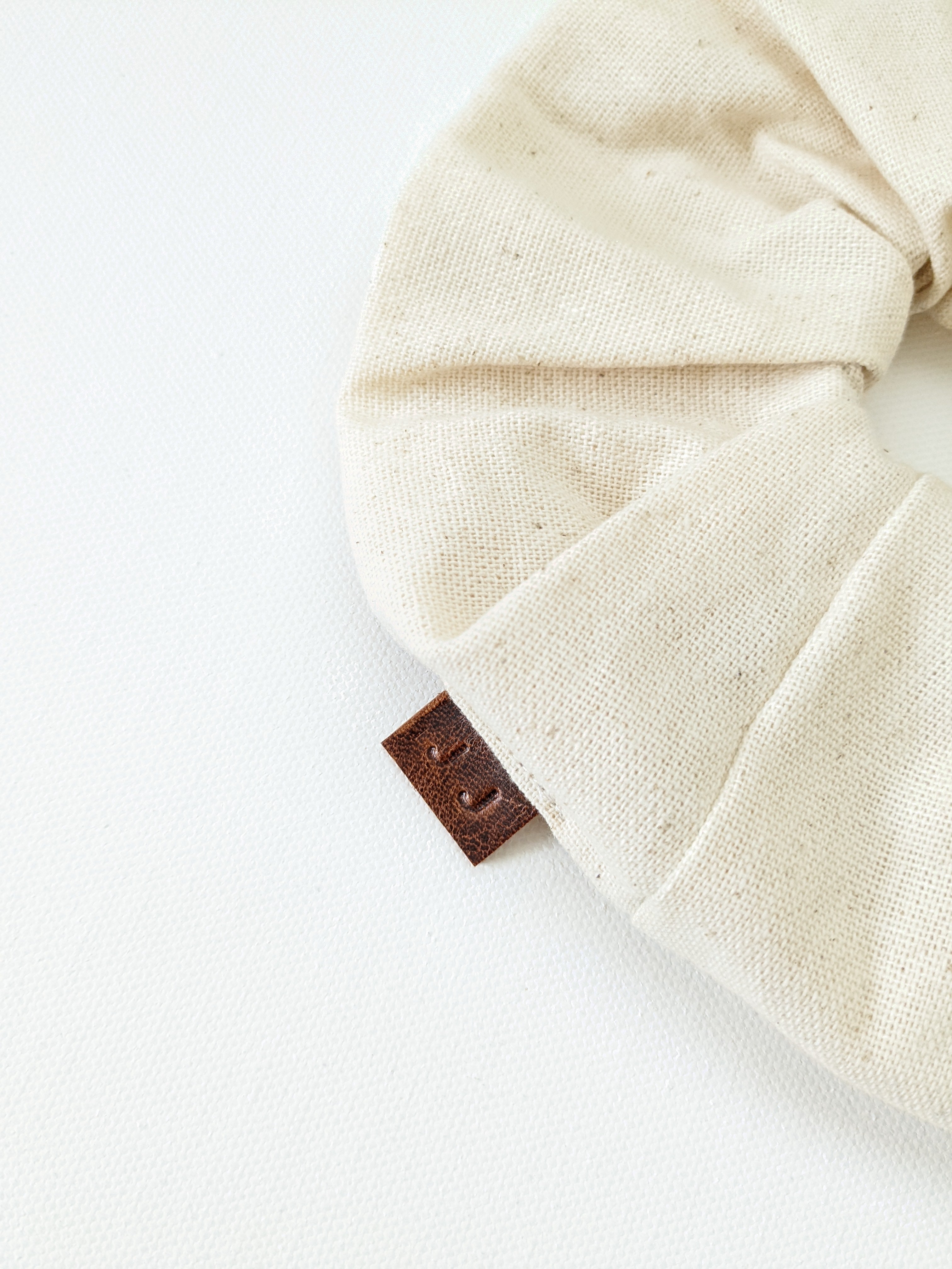 Handmade Organic Muslin Beige Everyday Scrunchie Large